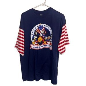 NWT Disney Vault America on Parade Retro T Shirt Mickey Donald Goofy USA Medium